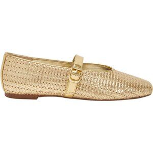 Katy Perry Womens Gold The Evie Mary Jane Woven Flat Shoes Size: 10 / 40 NIB